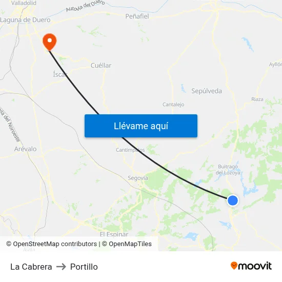 La Cabrera to Portillo map