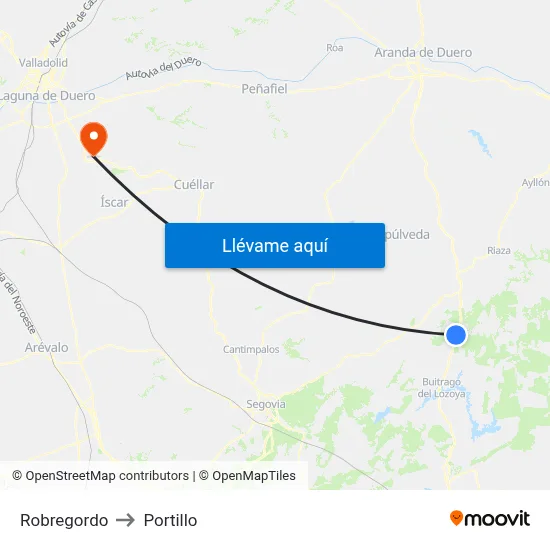 Robregordo to Portillo map