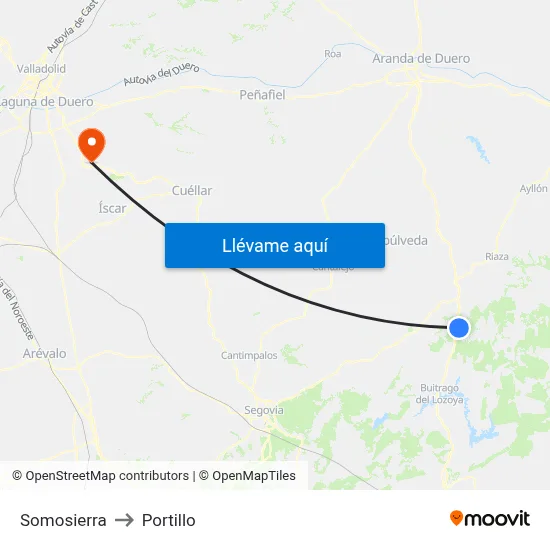 Somosierra to Portillo map