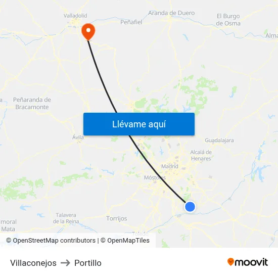 Villaconejos to Portillo map