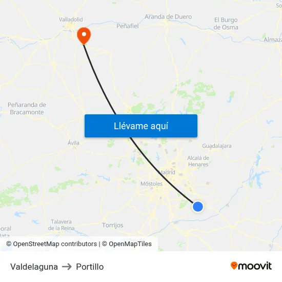 Valdelaguna to Portillo map