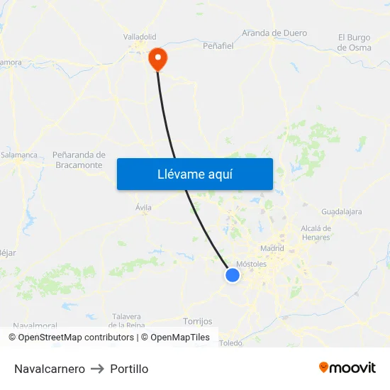 Navalcarnero to Portillo map