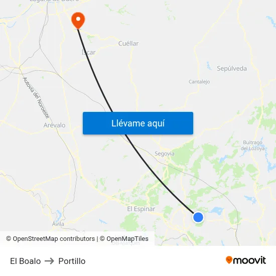 El Boalo to Portillo map