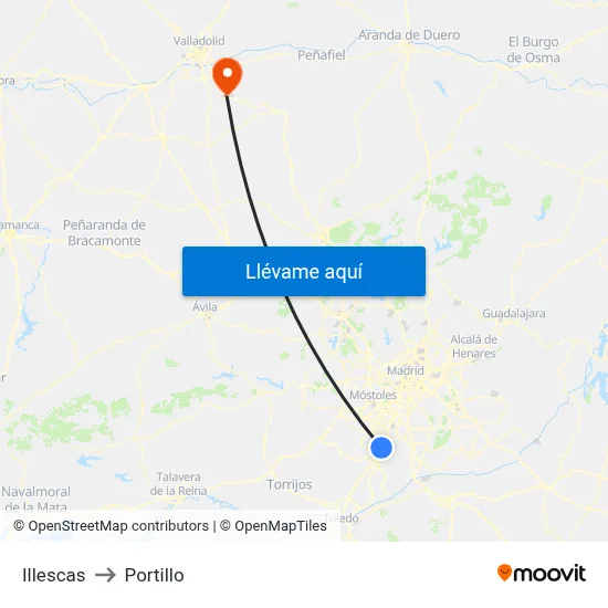 Illescas to Portillo map