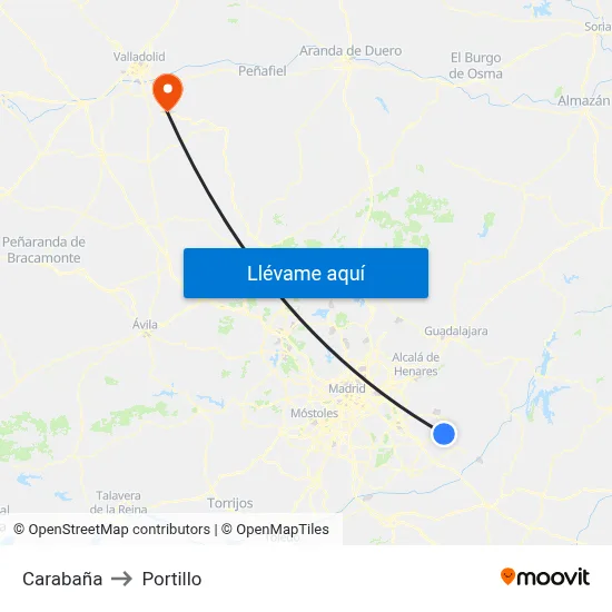 Carabaña to Portillo map