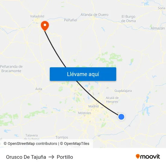 Orusco De Tajuña to Portillo map