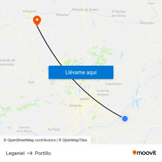 Leganiel to Portillo map