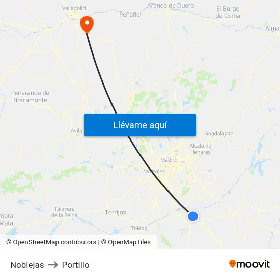 Noblejas to Portillo map