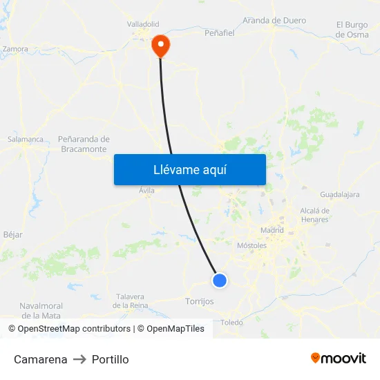 Camarena to Portillo map