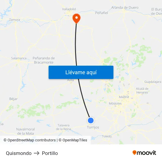 Quismondo to Portillo map