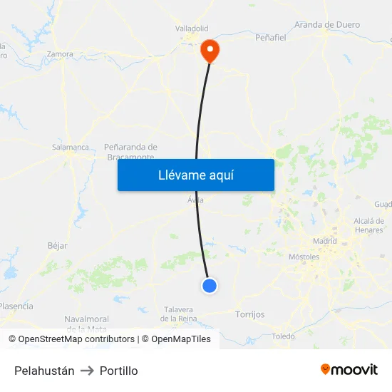 Pelahustán to Portillo map