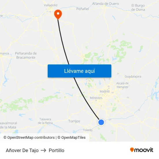Añover De Tajo to Portillo map