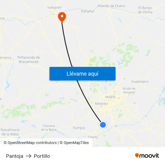 Pantoja to Portillo map