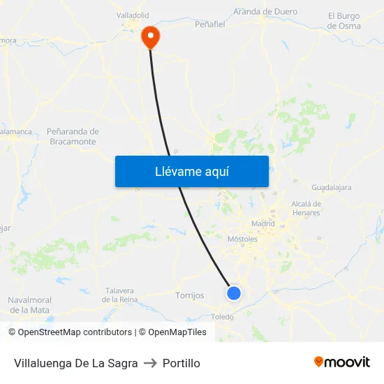 Villaluenga De La Sagra to Portillo map