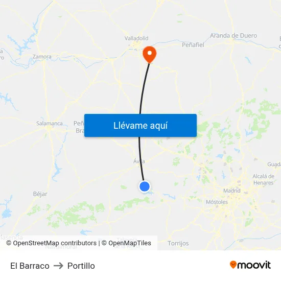 El Barraco to Portillo map