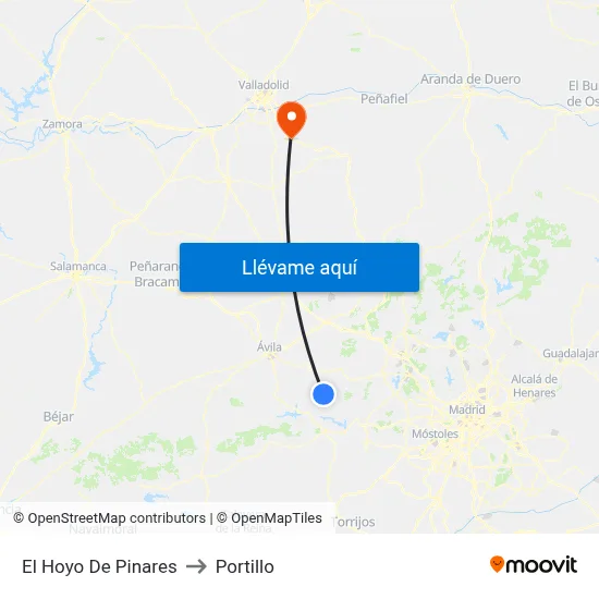 El Hoyo De Pinares to Portillo map