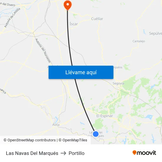Las Navas Del Marqués to Portillo map