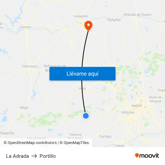 La Adrada to Portillo map