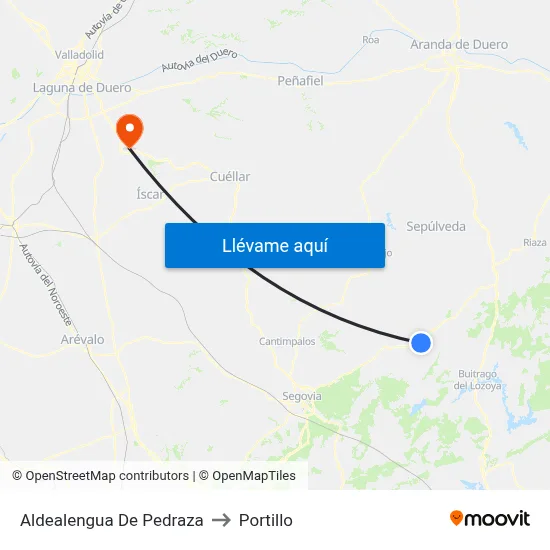 Aldealengua De Pedraza to Portillo map