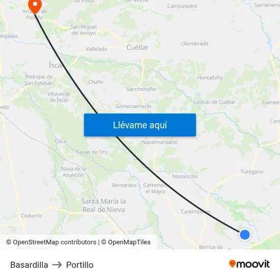 Basardilla to Portillo map