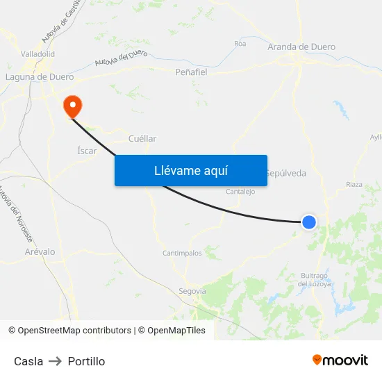 Casla to Portillo map
