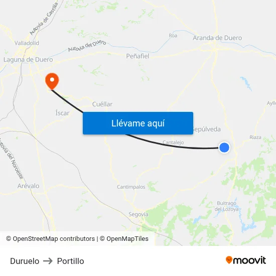 Duruelo to Portillo map