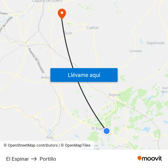 El Espinar to Portillo map