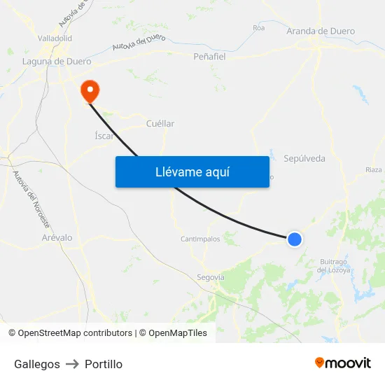 Gallegos to Portillo map