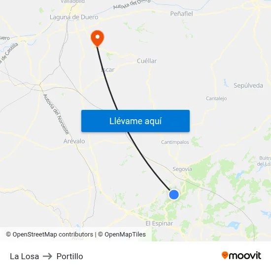 La Losa to Portillo map