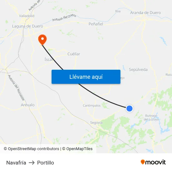 Navafría to Portillo map