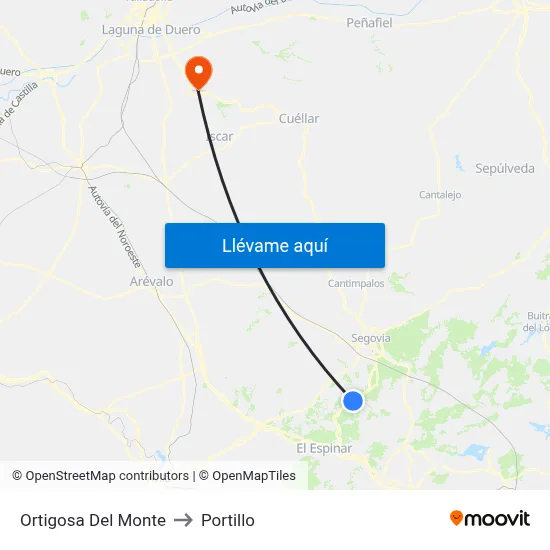 Ortigosa Del Monte to Portillo map