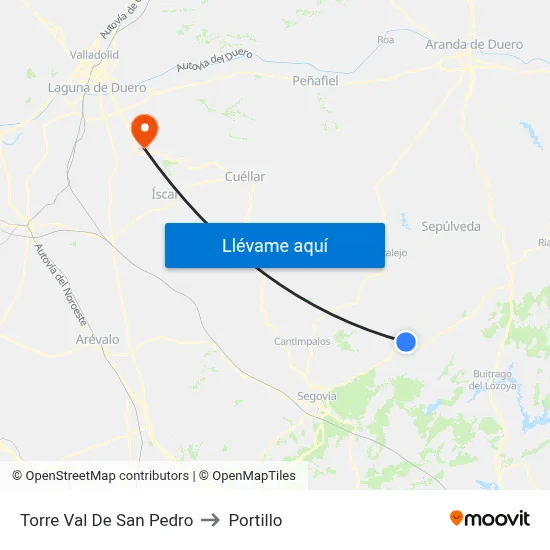 Torre Val De San Pedro to Portillo map