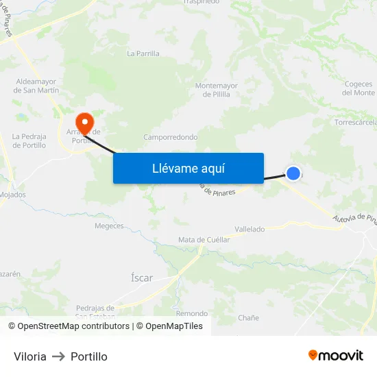 Viloria to Portillo map