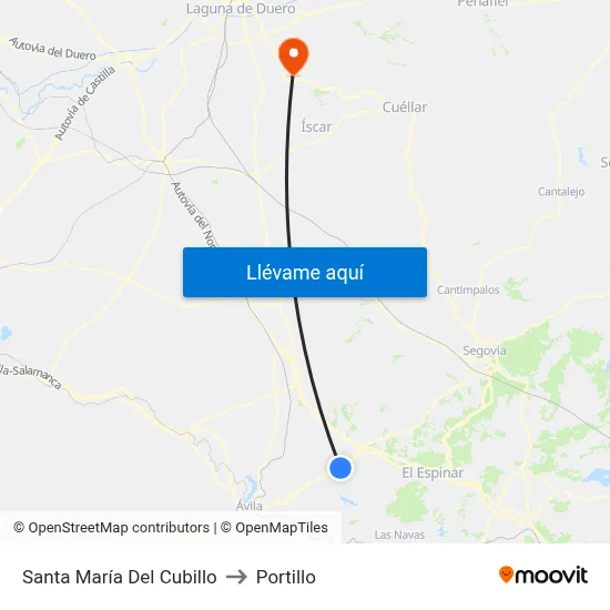 Santa María Del Cubillo to Portillo map