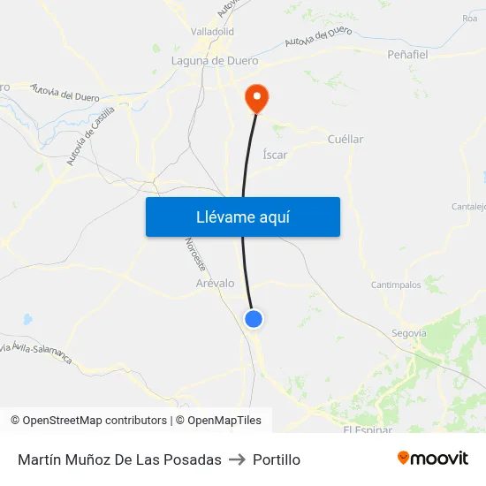 Martín Muñoz De Las Posadas to Portillo map