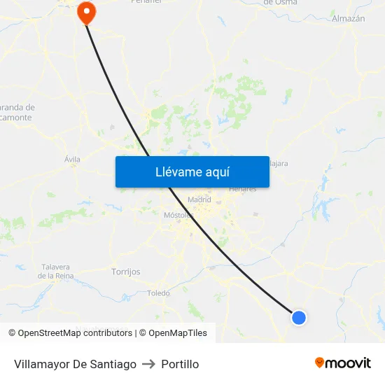 Villamayor De Santiago to Portillo map