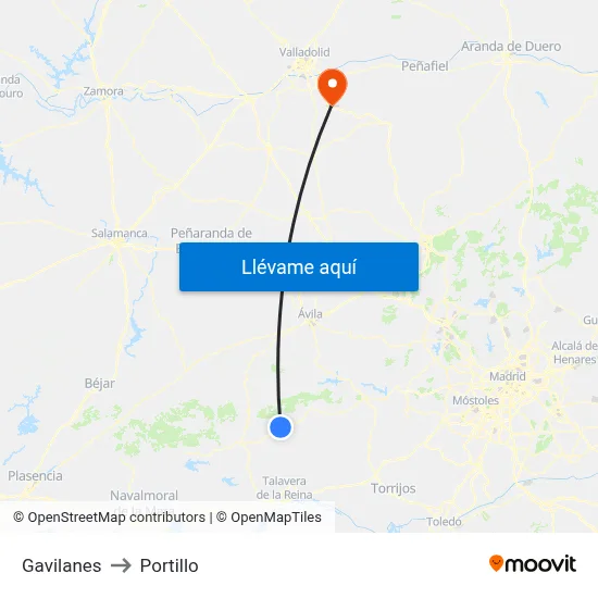 Gavilanes to Portillo map