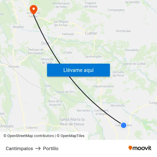 Cantimpalos to Portillo map