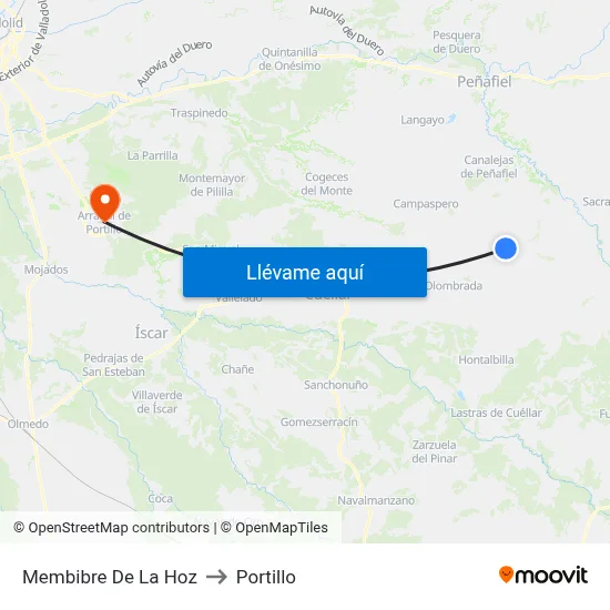 Membibre De La Hoz to Portillo map