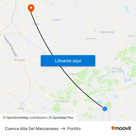 Cuenca Alta Del Manzanares to Portillo map