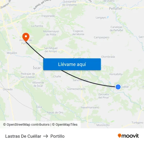 Lastras De Cuéllar to Portillo map