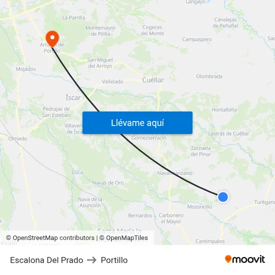 Escalona Del Prado to Portillo map