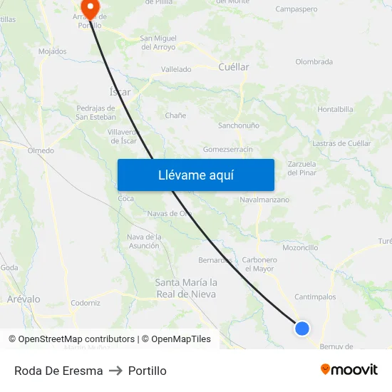 Roda De Eresma to Portillo map
