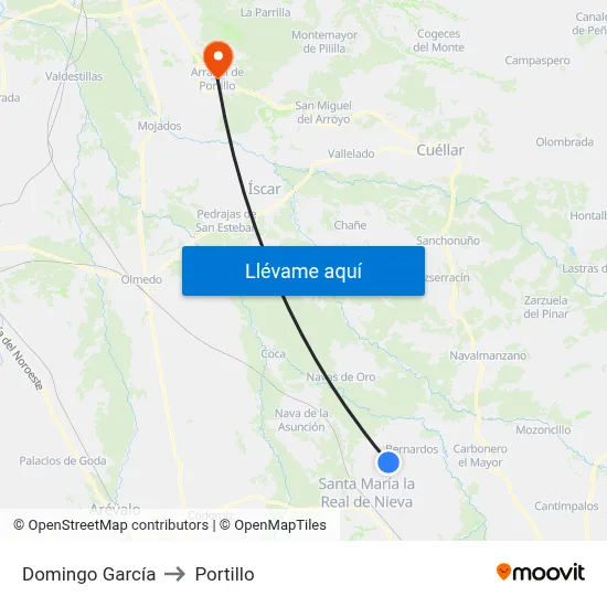 Domingo García to Portillo map