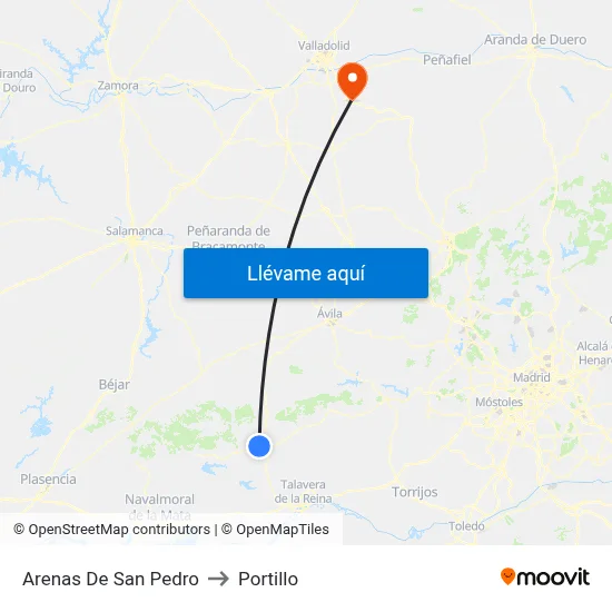 Arenas De San Pedro to Portillo map