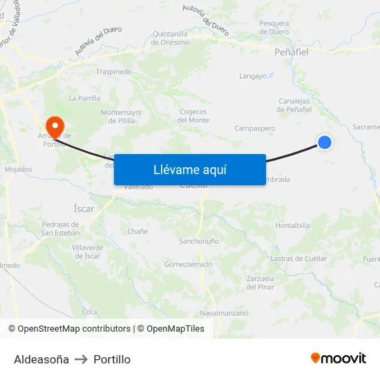 Aldeasoña to Portillo map