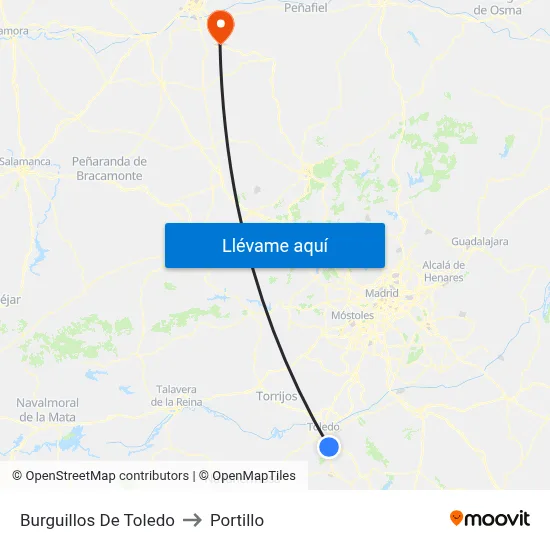 Burguillos De Toledo to Portillo map