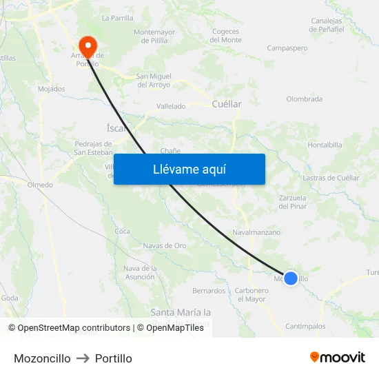 Mozoncillo to Portillo map