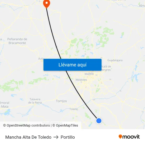 Mancha Alta De Toledo to Portillo map