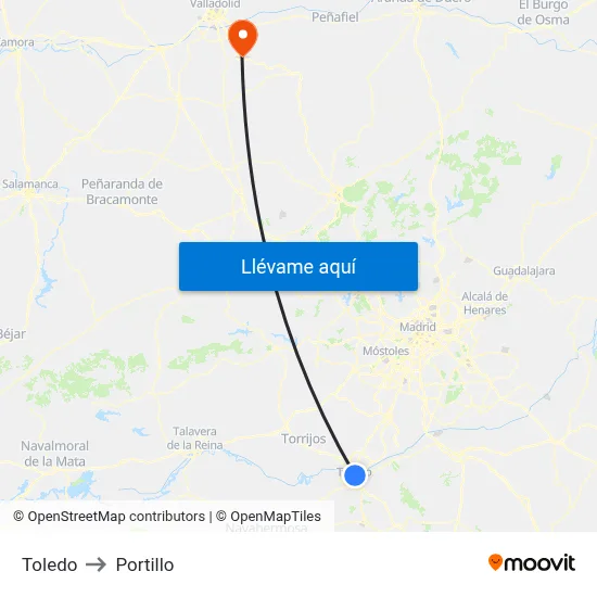 Toledo to Portillo map